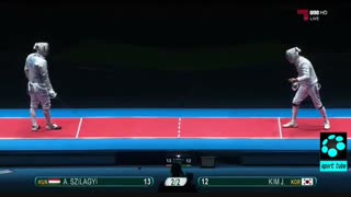 دیدار اول نیمه نهایی شمشیربازی : مجارستان ۱۵-۱۲ کره جنوبی