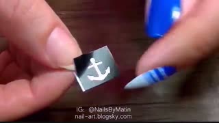 طراحی ناخن ناوی / لنگر (نیرو دریایی) Nautical nail art
