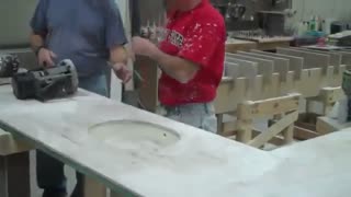 برش دایره ای جای سینک در صفحه کورین